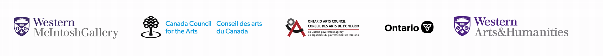 Funder logos: Canada Council, Ontario Arts Council, Government of Ontario, Western Arts and Humanities