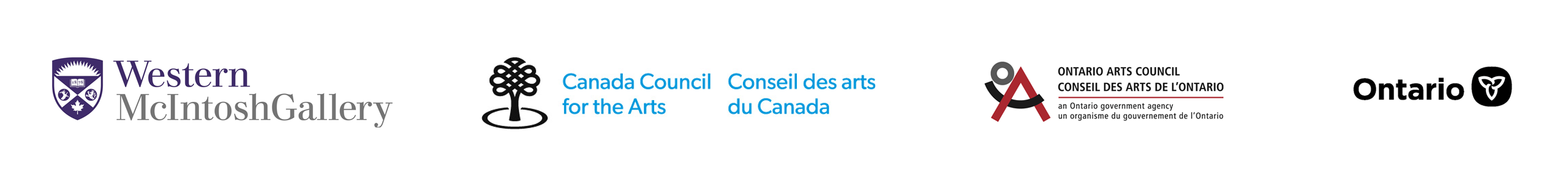 Funder logos: McIntosh gallery, Canada Council, Ontario Arts Council, government of Ontario