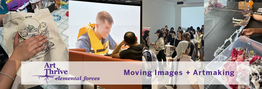 Embroidering a bag with Soft Flirt design, participant watching Cole Forrest Ozigwaan, participants silkscreening with Soft Flirt, collaborative weaving