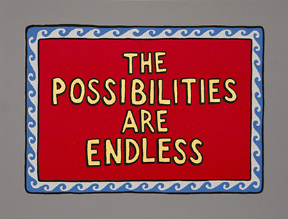 Jamie Q, The Possibilities are Endless, 2012, 6-colour screen print. Purchase, Saward Memorial Fund, 2012. Collection of McIntosh Gallery, Western University. 