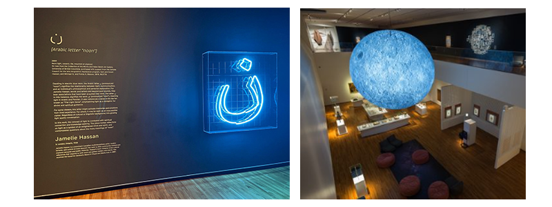 Jamelie Hassan's 'Noon' and an installation view of Moon at Aga Khan
