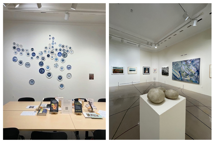 Installation views of Holding Patterns the short view, and Holding Patterns the long view