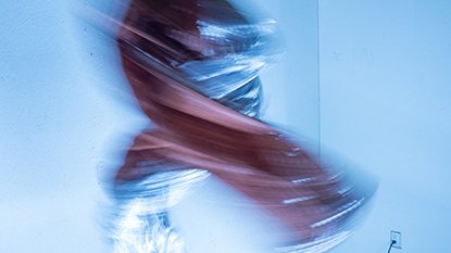 Andrew Maize, (s)twerH (spin), 2022, digital photograph of spinning mylar blanket.